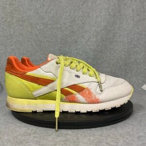 Reebok Classic Leather CN6044 White Orange Lime Green womens 9.5